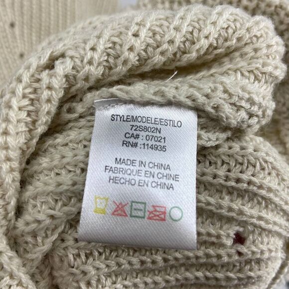 RDI Mock Neck Cream Oversize Long sleeve Ribbed Knit Sweater Womens Large - Picture 4 of 6